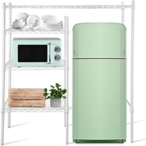 CroBlissful 3-Tier Dorm Mini Fridge Shelf - Adjustable Height White Mini Fridge and Microwave Storage Stand Multi-Purpose Dorm Organizer Storage Shelf for Kitchens, Apartment, Offices, 52 x 48 x 18 inches