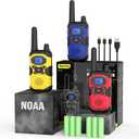 Walkie Talkies for Adults Rechargeable Walkie-Talkie Long Range 3 Pack, Multi-purpose NOAA 2 Way Radios with 4500mAh Battery USB Lanyards for Family Office School Camping Hiking Skiing Cruises (Blue Yellow Red)