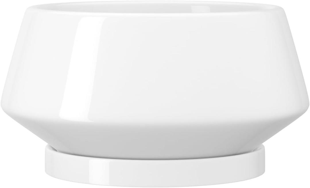 10 Inch White Ceramic Planter with Drainage Hole and Saucer | Ideal for Indoor and Outdoor Plants, Modern Home Decor, Round, Gloss White, Large