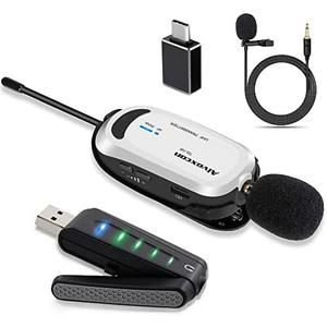 Alvoxcon Wireless Lapel Microphone for Computer, USB lavalier Mic System for MacBook, Android, PC, Laptop, Speaker, Zoom Meeting, Teacher Podcasting, Vlog, YouTube, Conference, Vocal Recording,