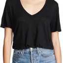 Splendid Women's Cotton Modal Slub V Tee (Medium, Black)