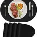 Placemats for Dining Table Set of 4 Non-Slip, Heat Resistant Leather Placemat Double Layer, Waterproof Table Mats Easy to Clean for Kitchen Dining Room Coffee Office Table, Black