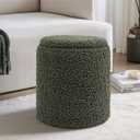 Get Set Style Modern Round Ottoman with Soft Padded Seat, Storage Vanity Stool for Makeup, Upholstered Footrest Stool Ottoman Foot Stool for Living Room, Bedroom, 13.8"D x 13.8"W x 15.4"H