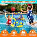 Pool Basketball Hoop Floating with Anti-Tip & Anti-Drift Design, Basketball & Ring Toss Pool Toys for Kids Ages 4-8, 8-12, Summer Outdoor Water Toys Pool Games for Adults and Family