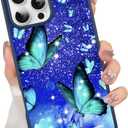 ZIYE Butterfly Case for iPhone 16 Pro Cute Blue Butterflies Pattern Design for Girl Women Drop Protection Anti-Scratch Shockproof Protective Slim Phone Case for iPhone 16 Pro 6.3 Inch