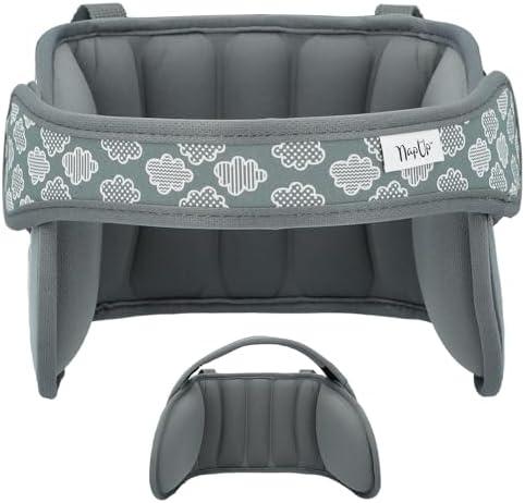 NAPUP Adjustable Carseat Head Support for Sleeping Kids & Toddlers - Safe, Comfortable & Breathable (Grey)