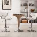 Roundhill Furniture Masaccio Cushioned Leatherette Upholstery Airlift Adjustable Swivel Barstool with Chrome Base, Set of 2, White