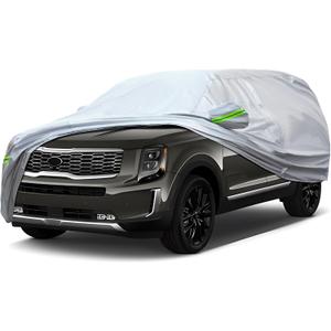 Full Car Cover Universal 6 Layers Outdoor Thicked All Weather Cover, Sunshield, Waterproof, Snow Proof, UV Proof, Scratch Proof, Bird Droppings, 6 Reflective Strips, Fits SUVs up 191"-200"
