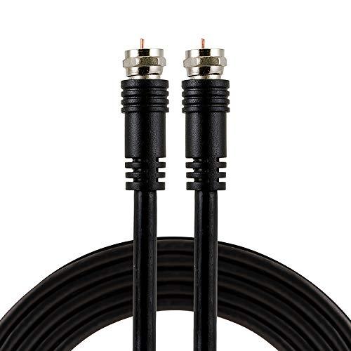 GE RG6 Coaxial Cable, 15 ft. F-Type Connectors, Double Shielded Coax, Input Output, Low Loss Coax, Ideal for TV Antenna, DVR, VCR, Satellite Receiver, Cable Box, Home Theater, Black, 33627