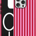 Jusy Compatible with MagSafe Striped Case for iPhone 17 Pro, Cute Aesthetic Striped Magnetic Phone Case, Soft TPU and Hard PC Protective Phone Cover for Women Girls(Matte) - Red