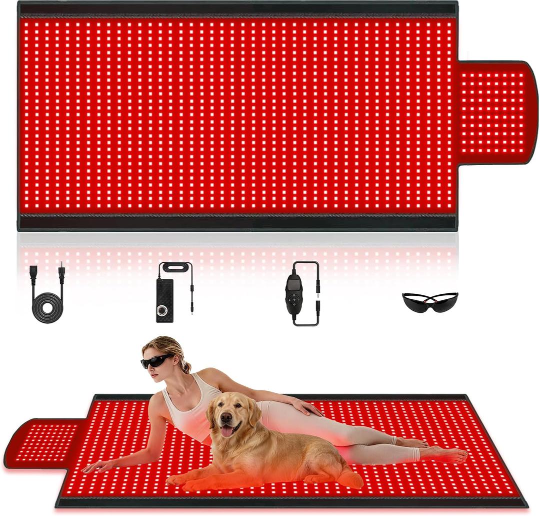 Red Light Therapy Mat Full Body with 1400 LEDs, 74"x33" Flexible Infrared Red Light Blanket for Home Use, Dual 660nm & 850nm, Adjustable Modes and Timer Control