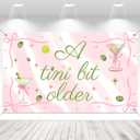 6x3.6 Ft Martini Pink Bow Party Decor Backdrop,A Tiny Bit Older Birthday Decor,Martini Bar Birthday Party Decor for Coquette Birthday Decorations