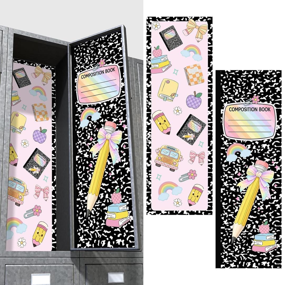 2 Pack 36 x 12 Magnetic Locker Wallpaper Back to School Removable Reusable Magnetic Wall Cover Sheet for School Lockers Fridge Metal Door Girls Decorations Office Supplies (Aesthetic,Rainbow)