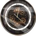 HOIBAI Wall Clock, 24 Inch Moving Gears Clock Large Wall Clock for Living Room Decor Rustic Vintage Industrial Steampunk Farmhouse Big Clock for Home Kitchen Bedroom Office