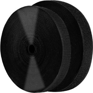 1 Inch x 82 Feet Black Self Adhesive Hook and Loop Tape Sticky Back Roll, Nylon Heavy Duty Strips with Adhesive, Multi-Function Hook Loop Tape for Crafting & Wall Hanging - Black