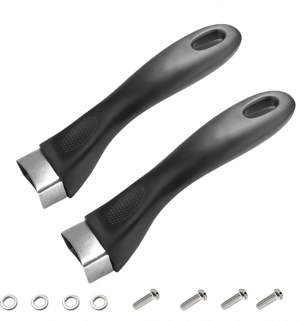 2Pcs Bakelite Pot Handle Black Scald-Proof Long Handle Grip Replacement, with Screw