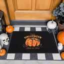 Halloween Door Mat, Halloween Pumpkin Doormat Outdoor Front Door Entrance Absorbent Entry Mat with Non Slip Backing, 17''x30'', Pumpkin Black