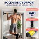 Squatz Doorway Pull Up Bar, Adjustable Door Frame Pull Up Bar with Level Meter, Locking Mechanism & Foam Grips, No Drill Chin Up Bar for Door Frame, Portable Design for Home Workouts