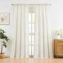 ZJDECOR 95 Inches Long Beige White Striped Window Curtains Panels,Cotton Blended Light Filteirng Drapes,Rustic Window Treatment for Bedroom Living Room,Rod Pocket,55" Wx95 L(Pack of 2)