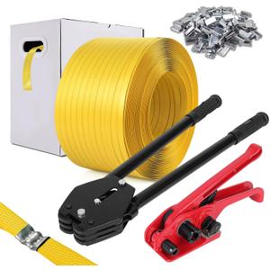 Banding Strapping Kit, Poly Strapping Kit, Packaging Banding Tool with 1/2" Width, 2600' Length Polypropylene Strapping Coil Roll and Dispenser Box Certified 300 lbs Break