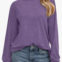 AUTOMET Women's Long Sleeve Shirts Casual Loose Fit Tees Solid Color Oversized Basic Tops Business Casual Outfits, Size L