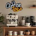 Coffee and Tea Sign Neon Light Signs,Dimmable USB Powered For CoffeeBar Decor,Station,Wall Decor For Kitchen Home (White&Yellow)