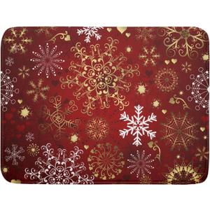 Sphragiyn Red Snowflake Dish Drying Mat for Kitchen Counter Holiday Super Absorbent Reversible Microfiber Kitchen Countertop Protector Dishes Pad Large 18x24 inch