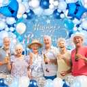Light Blue Birthday Party Decorations Light Blue Party Decoration Backdrop Banner with Heart Star Foil Balloons Tablecloth Happy Birthday Party Supplies for Boys Girls Men Women Bday Celebration
