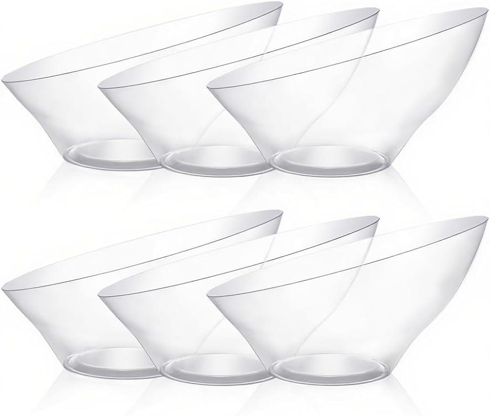 BESTVIP 54oz Clear Plastic Serving Bowls for Party - 12 Pack Angled Disposable Serving Bowls, Party for Chips, Snacks, Fruit, Salad - Bowls for Parties, Daily Use, Catering, Christmas