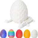 Dragon Eggs with Dragon Inside 3D Printed, Mystery Dragon Egg Articulated Crystal Fidget Toy for Kids Adults Women Men Funny Gift Desk Decor (White)