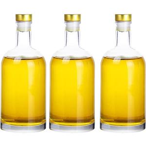 Clear Glass Bottles 33 oz (1000 ml) 3 - Pack for Wine Beverages Drinks Oil Vinegar Kombucha Beer Water Soda with Cork Stopper Airtight Lid
