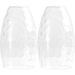 GO&SO 2-Pack Hand Blown Water Ripple Art Glass Lamp Shade for Light Replacement, 7.8"H,1.57" Fitter,E26 Base, Oval Glass Light Shade Cover, for Kitchen Island Mini Pendant Light/Table Lamp/Chandelier