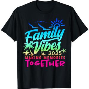 Family Vacation 2025 Beach Matching Family Summer Vacation T-Shirt (Small, Black)