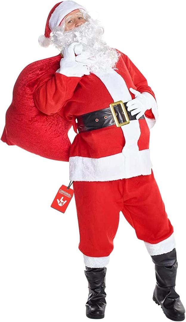Morph Santa Costume, Deluxe Santa Claus Costume for Men, Christmas Suit for Men, Christmas Costumes Adults (Large, Red)