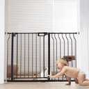 VEVOR 29.5-46.4" Extra Wide Safety Gate for Stairs, Auto Close Dog Gate for The House, Easy Install Pressure Mounted Pet Gates for Doorways, Easy Walk Thru Wide Safety Gate for Dog, Black