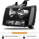APSVE Headlights Assembly for 2007-2014 Chevy Tahoe Suburban 1500, 07-13 Chevy Avalanche Suburban 2500 Replacement Headlamp Pair, Black Housing Clear Reflector