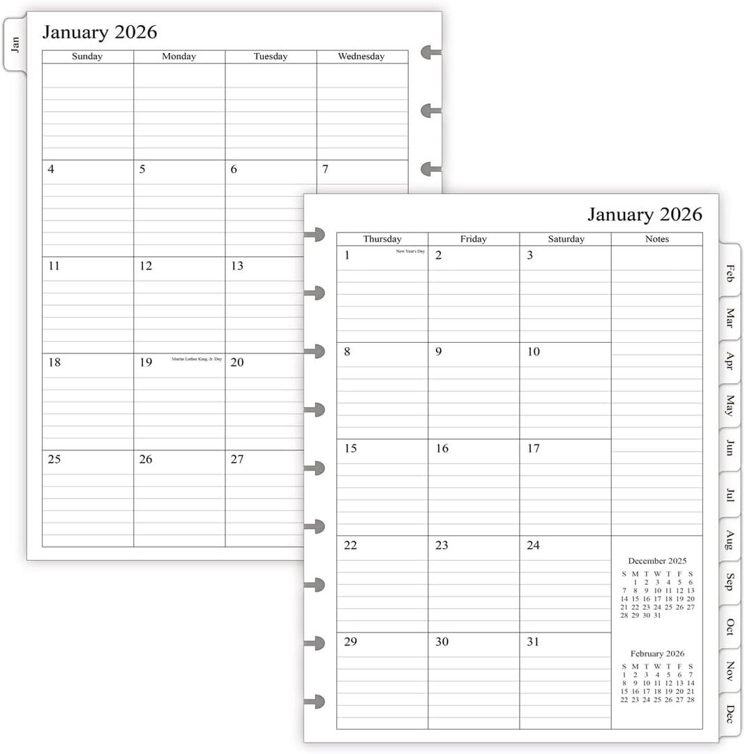 newestor 2025-2026 Planner Refills for Happy Planner Classic Size, Monthly Pages, Oct 2025 - Dec 2026, 9-Disc Punched, 7" x 9-1/4"