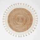 Fringed Braided Round Jute Rug (3' Round)
