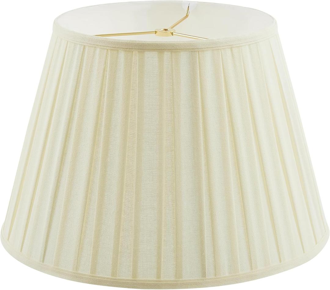 Aspen Creative 33201 Box Pleated Large Empire Spider Construction Lamp Shade, Off-White Linen Fabric, 10-1/2" Top x 16" Bottom x 11" Slant