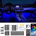 Interior Car Lights with Wireless APP & Remote Control, 9 in 1 RGB Car Ambient Lighting Kit with 4 Under Dash Lights & 5 Fiber Optic LED Strips, Sync to Music Inside Car Accessories