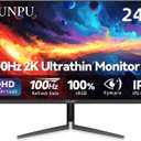 CUNPU 24 Inch 1440P Monitor,QHD 100Hz IPS Monitor, 99% sRGB Color Gamut,16.7 Million Color, Adaptive Sync, Slim Frame, HDMI/DP, VESA Mountable, for Gaming and Office