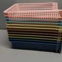 Weysat 12 Pcs Turn in Trays, Classroom Paper Tray, Morandi Tones, Narrow