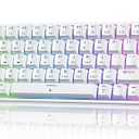 TMKB T63 Gaming Keyboard, 60% Wireless Mechanical Keyboard with Bluetooth/2.4G/Type-C, Compact 63 Keys Anti-Ghosting, RGB Backlight, Clicky Blue Switch - White