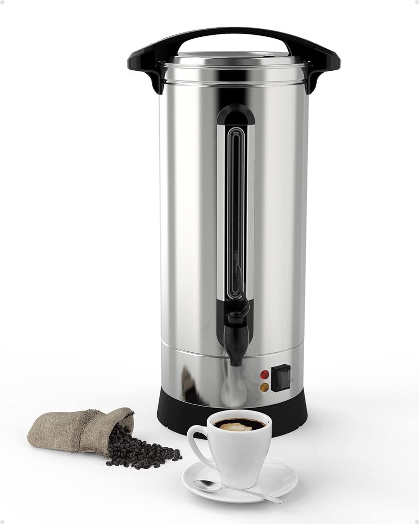110 Cup Coffee Urn, 16L/3.51Gal Large Capacity Stainless Steel Hot Beverage Dispenser, Fast Brew Rapid Extraction, Auto Temperature Control Faucet, Commercial Coffee Maker for Party Buffet Catering