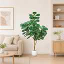 Artificial Fiddle Leaf Fig Tree, 5ft Realistic Fake Plants Faux Trees with White Planter, Artificial Plants Indoor for Home Living Room Office Decor