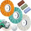 Amylove 8 Inch Airway Buffing Wheels Aluminum Wheel Polishing Kit in Diameter 5/8 Inch Arbor Hole, Polishing Compound and Metal Polish Kit for Angle Grinder(Fresh Color,6 Pcs)