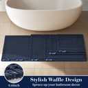 RESARE Waffle Bath Mat, Super Absorbent Non Slip, Machine Washable, Ultra Soft Boho Bath Rugs with Tassels, Upgraded Bordered Design, 17"x24" Navy