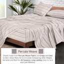 RUVANTI 100% Cotton Sheets Queen Size Percale Bedding, Cooling & Breathable Floral Design, Durable with a Crisp, Soft & Comfortable Feel, 16" Deep Pocket, 4-Piece Set, Brown Stripes
