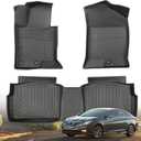 Floor Mats for 2011-2014 Hyundai Sonata & 2015 Hyundai Sonata Hybrid (no for Gas), Custom Fit All-Weather Rubber Car Liners, High Edges Anti-Slip TPE Mats, Front & 2nd Row