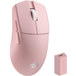 Redragon M916 PRO 3-Mode Wireless Gaming Mouse, Hype-Speed 4K Polling Rate, 49G Ultra-Light 26K DPI Gamer Mouse w/Ergonomic Natural Grip Build, Redefinable Macro Buttons, Software Supported (Pink)